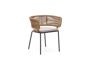 Nadin chair in beige cord with galvanised steel legs