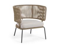 Sillón Nadin de cuerda y patas de acero galvanizado