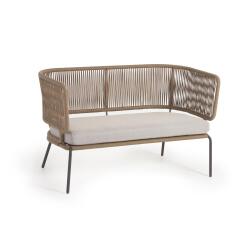 Sofá Nadin 2 plazas de cuerda beige y acero galvanizado 135 cm