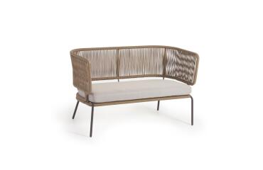 Sofá Nadin 2 plazas de cuerda beige y acero galvanizado 135 cm
