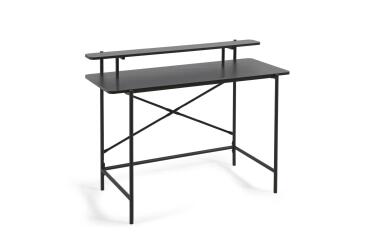 Bureau Galatia en mélaminé noir et pieds en métal laqué noir 120 x 60 cm