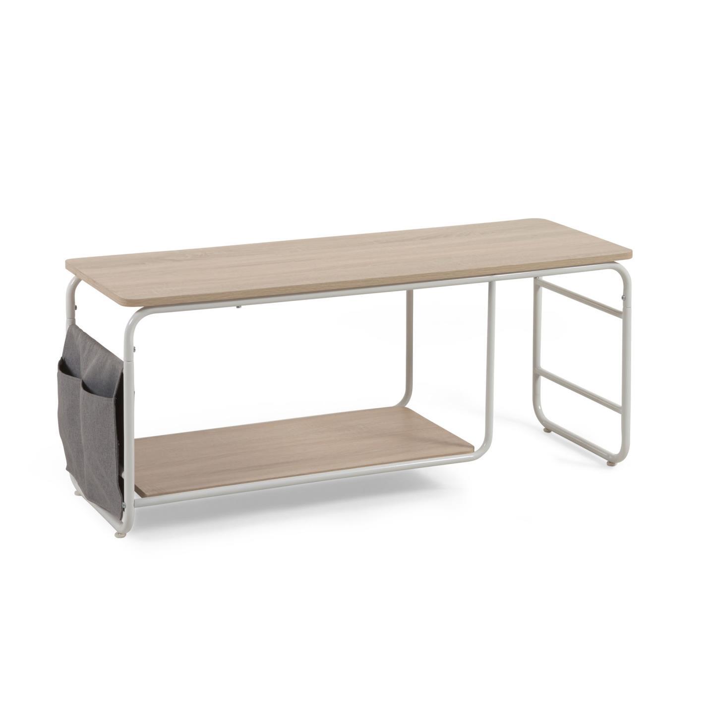 Mueble TV Yamina de melamina y acero con acabado pintado blanco 110 x 46 cm