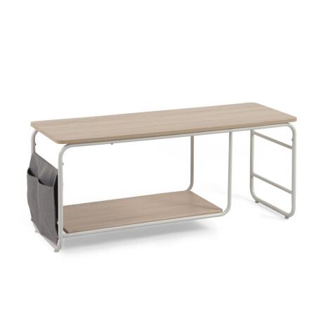 Yamina melamine TV stand with steel in a white finish, 110 x 46 cm