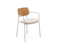 Silla apilable Maureen en chapa roble acabado natural y patas beige
