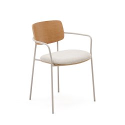 Maureen stackable chair in natural oak veneer with beige legs