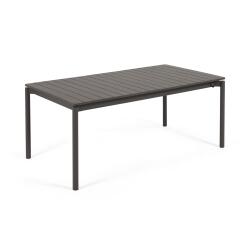 Mesa extensible de exterior Zaltana de aluminio con acabado negro mate 180 (240) x 100 cm