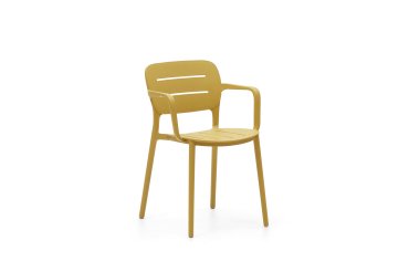 Morella stackable outdoor chair in mustard