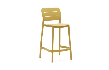 Taburete de exterior apilable Morella mostaza altura 65 cm