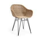 Silla de exterior Chart de ratán sintético y patas de acero galvanizado acabado negro