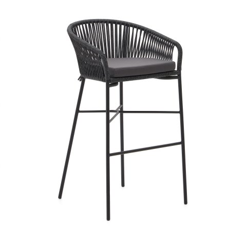 Tabouret Yanet - corde - pieds acier galvanisé H 80 cm