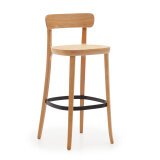 DE_Tabouret Romane bois massif de hêtre naturel avec placage de frêne et rotin hauteur 75 cm