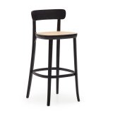 Tabouret Romane bois massif de hêtre naturel avec placage de frêne et rotin H.75 cm