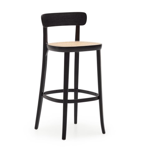 DE_Tabouret Romane bois massif de hêtre naturel avec placage de frêne et rotin hauteur 75 cm