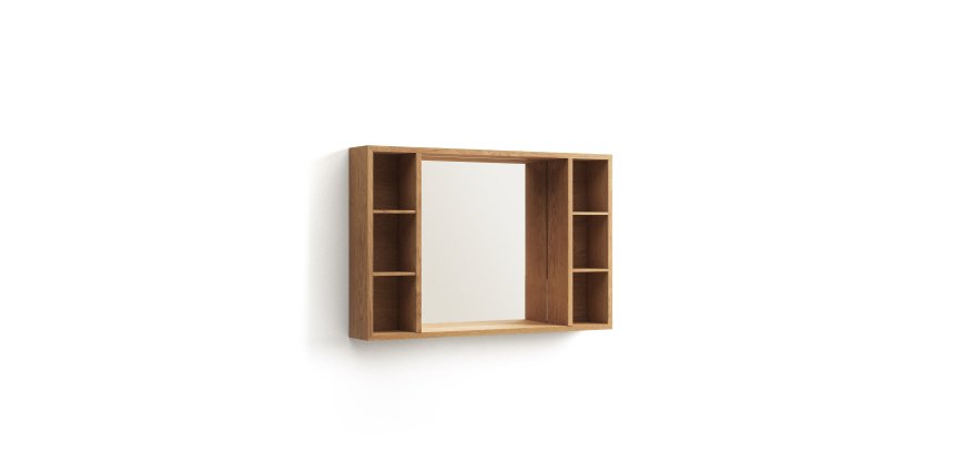 Armario con espejo de baño Parana de madera maciza de teca 100 x 65 cm