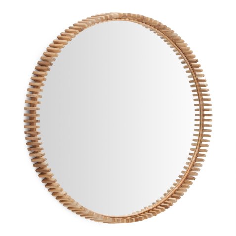 Polke Teak Wood Mirror Ø 100 cm