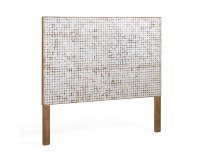 Cabecero Kron con patas de madera maciza de mango y cáscaras de coco para cama de 160 cm