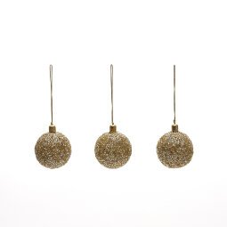 Set van 3 kleine decoratieve goudkleurige hangende ballen Briam