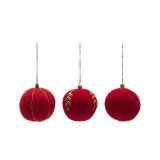 Set Breshi de 3 boules suspendues de décoration grandes rouges et détails dorés