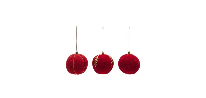Set Breshi de 3 boules suspendues de décoration grandes rouges et détails dorés