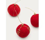 Set Breshi de 3 boules suspendues de décoration grandes rouges et détails dorés