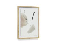 Cuadro abstracto Torroella blanco, marrón y gris con raya negro 50 x 70 cm