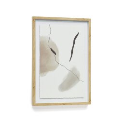 Abstract schilderij Torroella wit, bruin en grijs met zwarte streep 50 x 70 cm