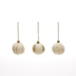 Breshi set of 3 small white decorative pendant balls with gold details