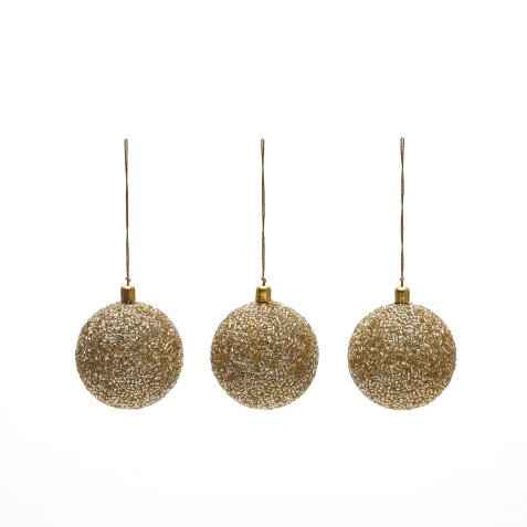 Set van 3 grote decoratieve goudkleurige hangende ballen Briam