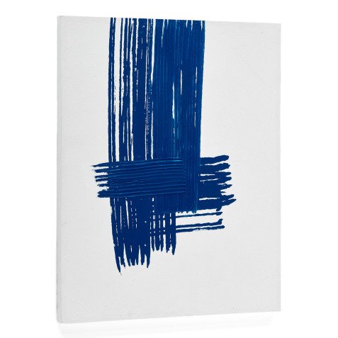 Tableau abstrait Sagaro blanc et bleu 80 x 100 cm