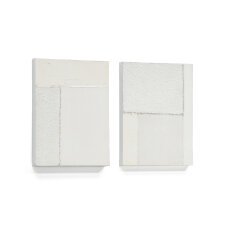 Lot Pineda de 2 tableaux abstraits blancs 30 x 40 cm