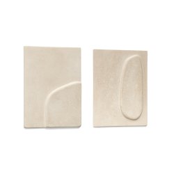 Set Mirta de 2 cuadros de papel maché beige 29 x 39 cm