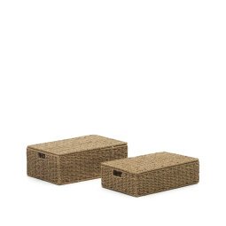 Set Tossa van 2 dozen met deksels natuurlijke vezels 57 x 36 cm / 60 x 40 cm