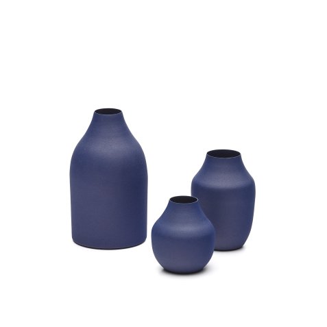 Pubol set van 3 blauwe metalen vazen 10 cm 14 cm 20 cm