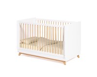 Cuna evolutiva Maralis de madera maciza de haya con acabado blanco 70 x 140 cm