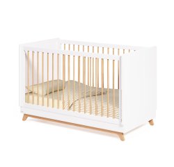 Cuna evolutiva Maralis de madera maciza de haya con acabado blanco 70 x 140 cm