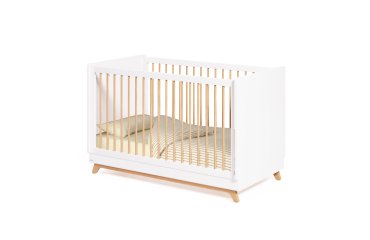 Cuna evolutiva Maralis de madera maciza de haya con acabado blanco 70 x 140 cm