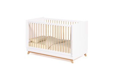 Maralis evolving cot made from solid beech wood with a white finish, 70 x 140 cm