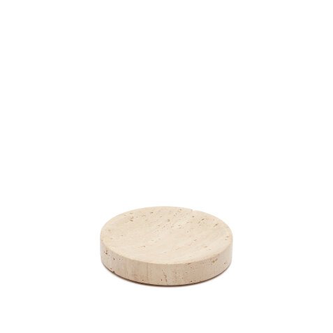 Macre beige travertine soap dish