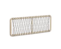 Cabecero Aberash de madera maciza de mindi y cuerda gris para cama de 160 cm