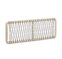 Cabecero Aberash de madera maciza de mindi y cuerda gris para cama de 160 cm