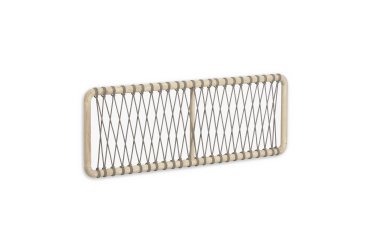 Cabecero Aberash de madera maciza de mindi y cuerda gris para cama de 160 cm