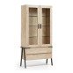 Thinh solid acacia wood display cabinet with steel legs in a black finish, 95 x 187 cm
