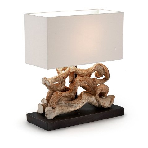 Comet table lamp in recycled tropical wood