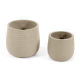 Sory set of 2 terracotta plantpots with grey finish Ø 28 cm / Ø 36 cm