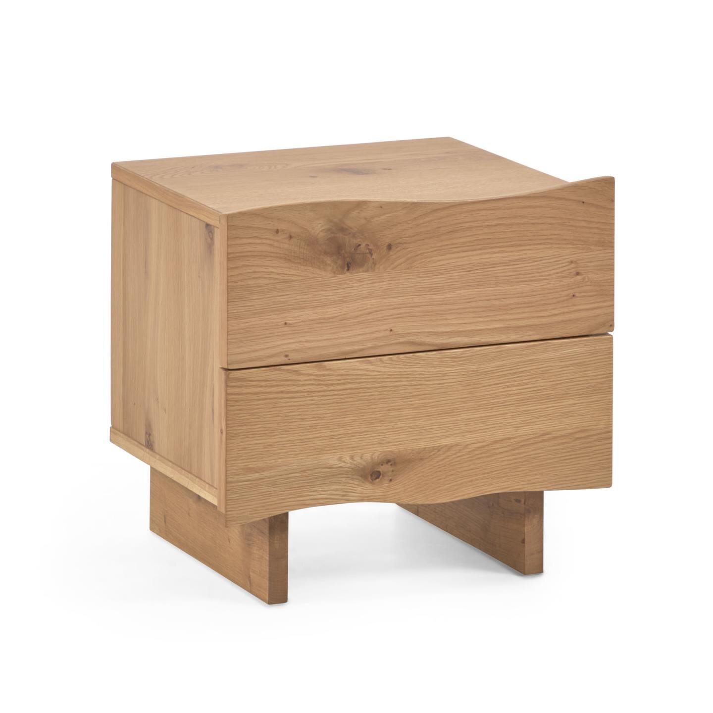 Rasha bedside table with oak veneer with natural finish 49 x 45 cm