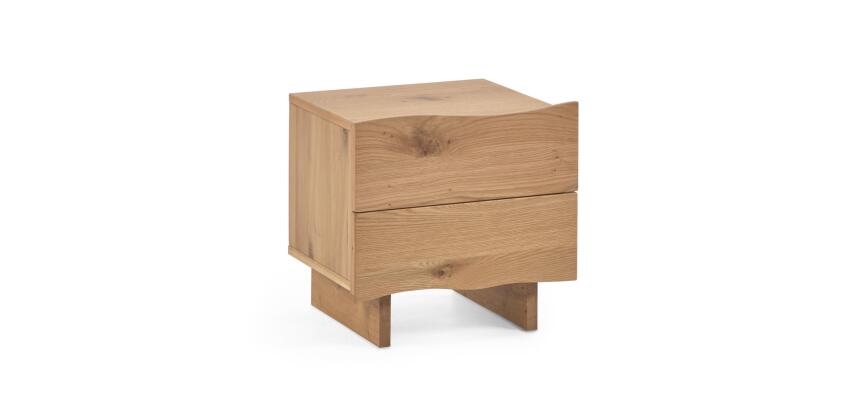 Rasha bedside table with oak veneer with natural finish 49 x 45 cm