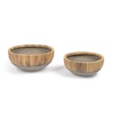 Tirsa set of 2 water hyacinth and cement centrepieces natural finish Ø 31 cm / Ø 37 cm