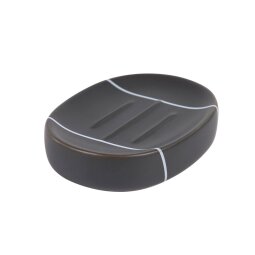 Porte-savon Cerisa en céramique noir avec détail blanc
