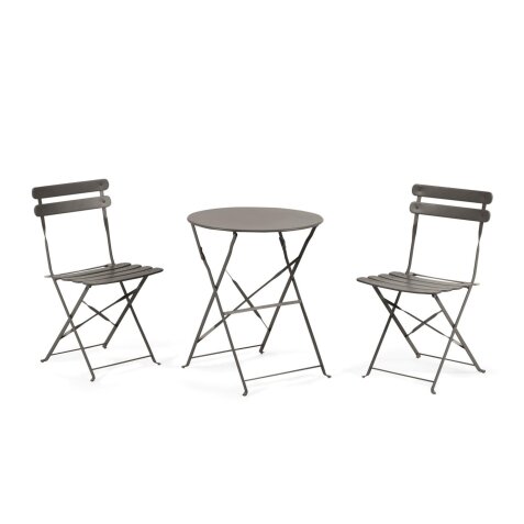 Ensemble d'extérieur Beryl - table et 2 chaises de jardin pliables - structure métal