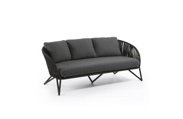 Sofá Branzie 3 plazas de cuerda negro 180 cm